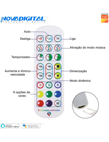 Fita Led Inteligente RGB 5Metros Dual Music - 16 Milhões De Cores Função Music Compatível Alexa/GoogleHome