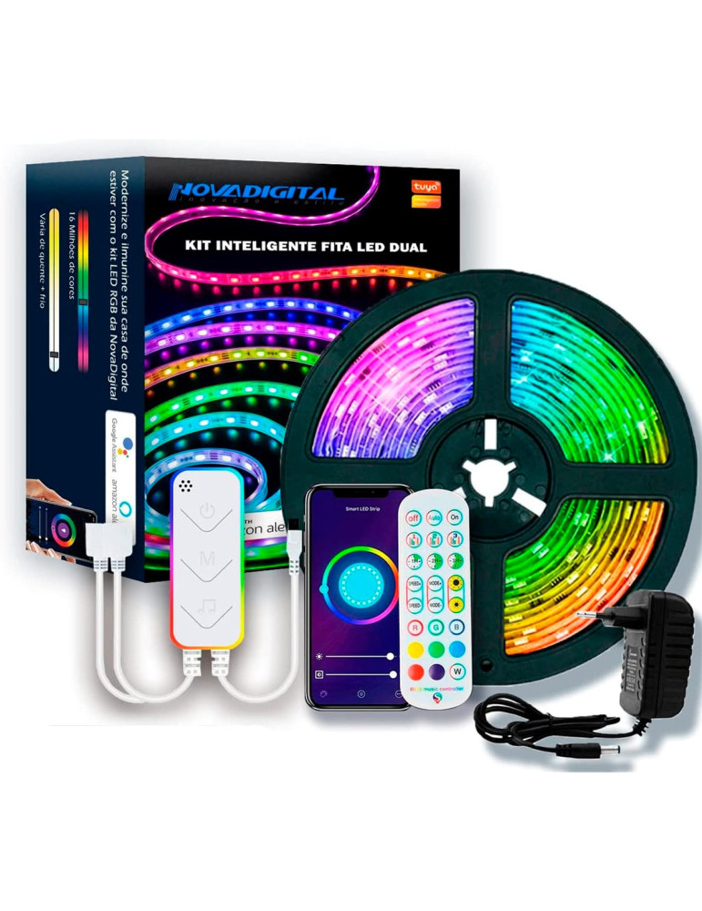 Fita Led Inteligente RGB 5Metros Dual Music - 16 Milhões De Cores Função Music Compatível Alexa/GoogleHome Fita Led Inteligente RGB 5Metros Dual Music - 16 Milhões De Cores Função Music Compatível Alexa/GoogleHome