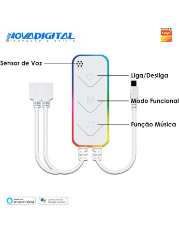 Fita Led Inteligente RGB 5Metros Dual Music - 16 Milhões De Cores Função Music Compatível Alexa/GoogleHome