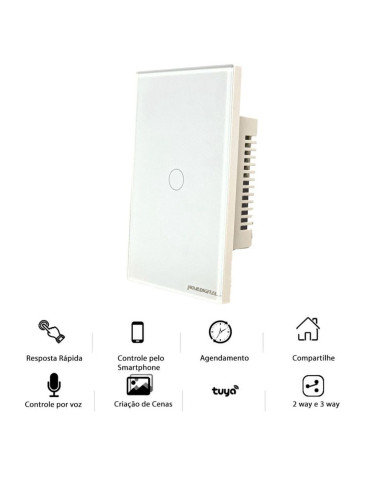 Interruptor Inteligente Touch 1 Botão Branco Nova Digital - 4x2